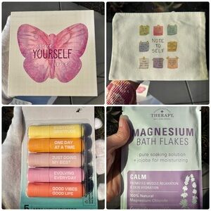Self care bundle -butterfly frame , makeup bag, bath soak, highlighters
